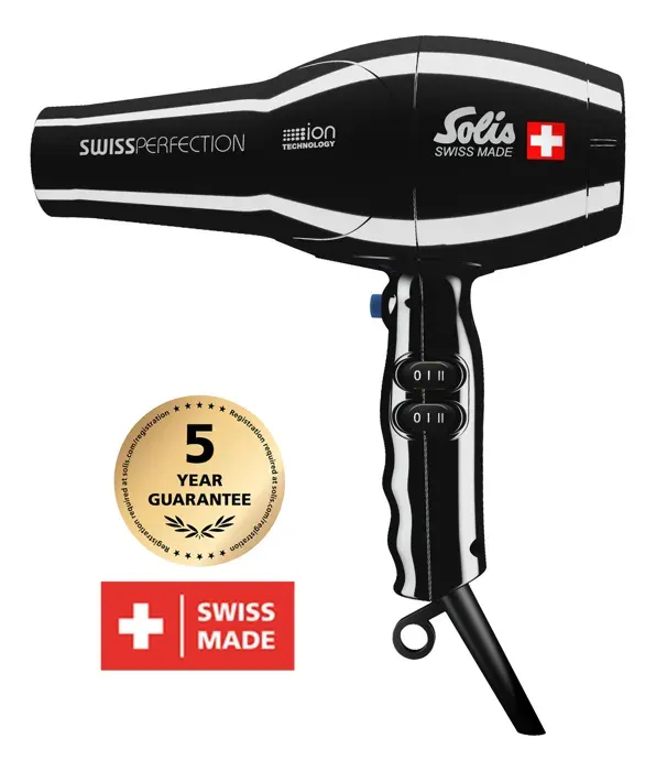 Sèche-cheveux Professionnel - Hair Dryer - Sèche-Cheveux Ionique - Technologie Ionique - Noir - Swiss Perfection 440 Solis