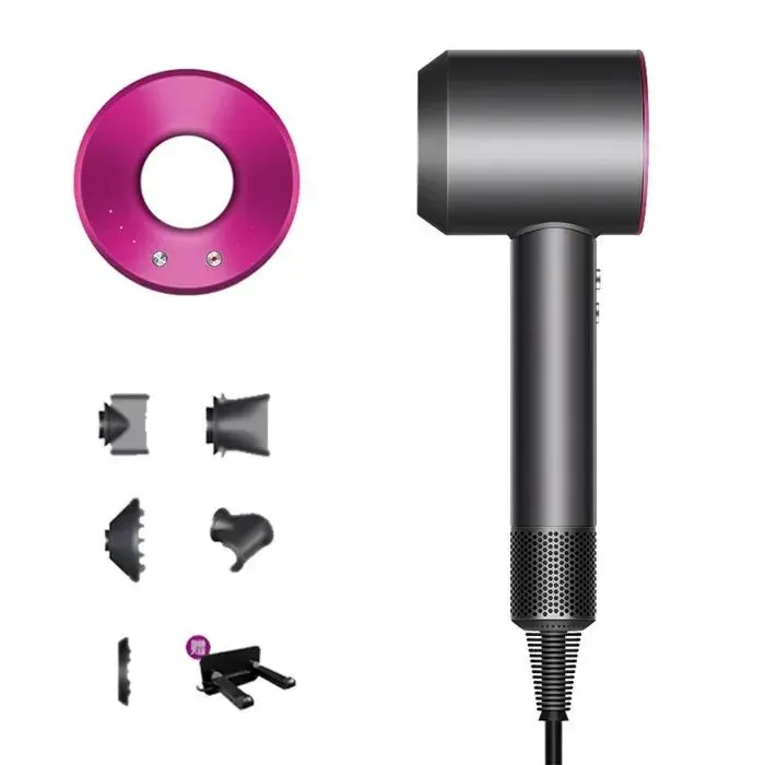 Sèche-cheveux professionnel ionique 1600 W – 3 vitesses 4 températures affichage LED – Gris foncé