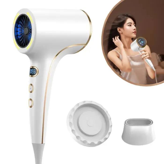 Seche Cheveux Professionnel Ionique avec Support mural magnétique Vitesse de 2200W Rapide à 110 000 tr/min 4 Températures et 2