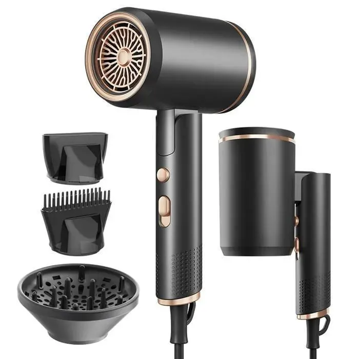Sèche Cheveux Professionnel Ionique Pliable Séchage Rapide Diffuseur Embout Voyage Haute Puissance Soufflant Coiffure