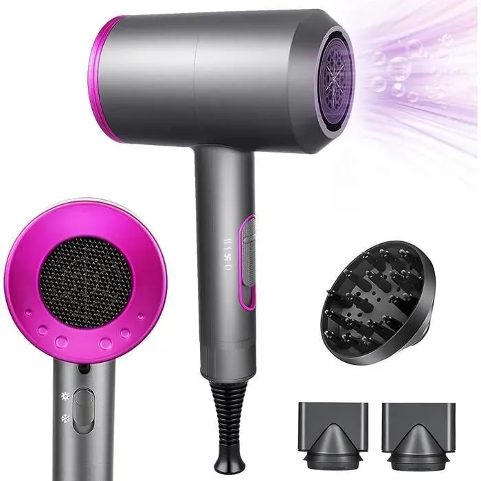 Sèche Cheveux Professionnel Ionique Séchage Rapide Diffuseur Embout Haute Puissance Brosse Soufflant Coiffure
