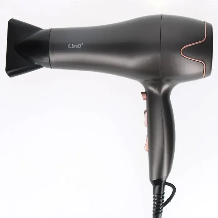 Sèche-cheveux professionnel - LINQ - Noir-Or - 2400W - Embout amovible - Protection surchauffe