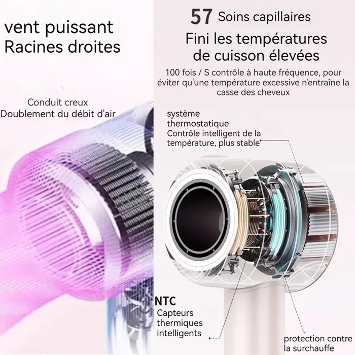 Sèche-cheveux professionnel seche - Aueq - cheveux silencieux ionique voyage sèche-cheveux à grande vitesse moteur sans balais cha