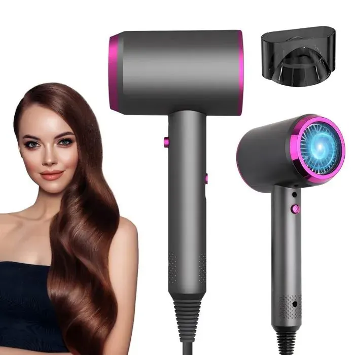 Seche Cheveux Professionnel Sèche Cheveux Ionique Hair Dryer 1250W Séchage Rapide 3 Positions Vent froid/Chaud
