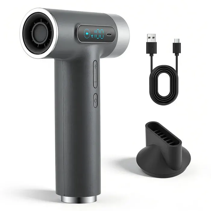 Sèche-cheveux sans fil 27000mAh100 vitessesMoteur 100 000 tr/minAutonomie géanteCharge rapide USB-C 18WVoyage Camping Maison