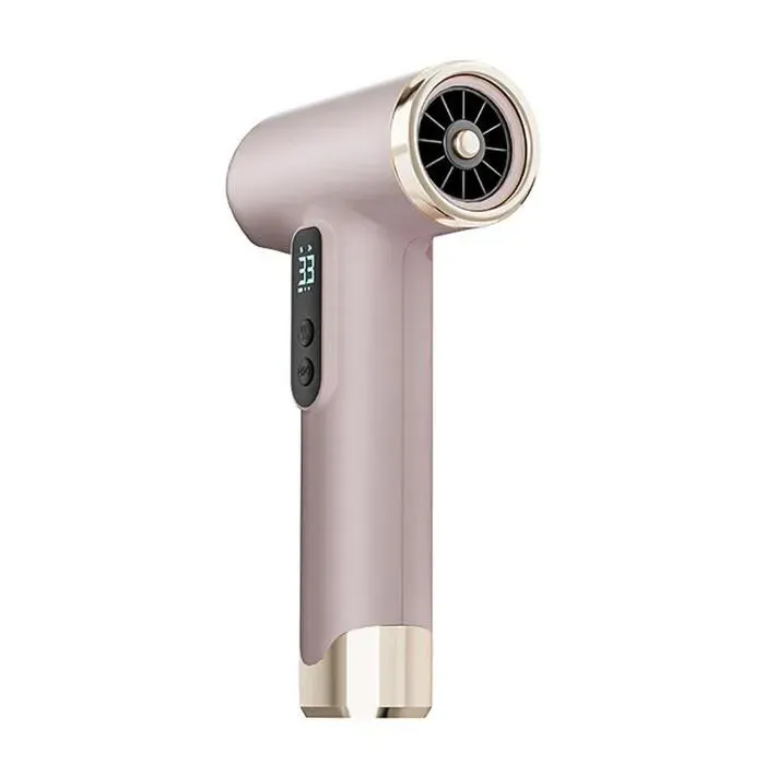 Sèche-Cheveux Sans Fil Portable Écran LED 100000 tr/min Charge Rapide 18W Batterie 15600 mAh Rose