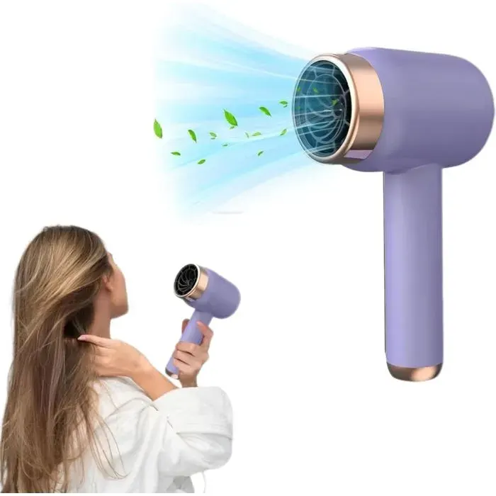 Sèche-cheveux sans fil rechargeable USB fonction chauffante violet