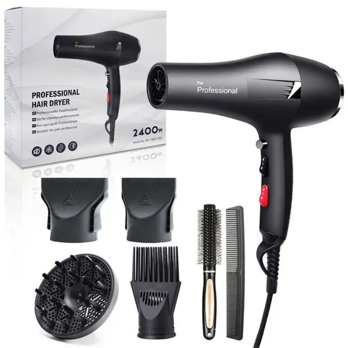 SECHE-CHEVEUX Sèche cheveux Ionique Professionnel 2400W - 3 Niveaux de Températures - 2 Vitesses