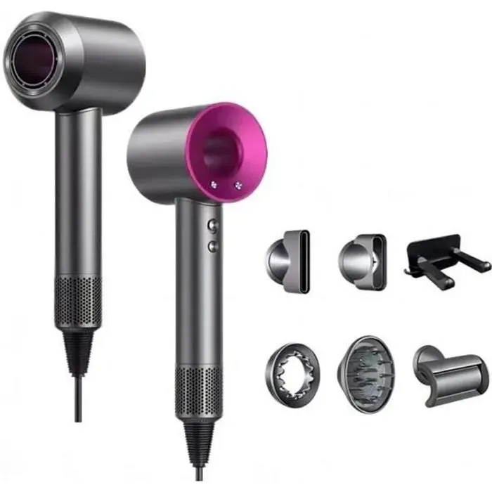 SECHE-CHEVEUX Sèche cheveux ionique professionnel Séchage rapide 1600W 3 Vitesses 4 Températures Silencieux avec 1 diffuseur et 4