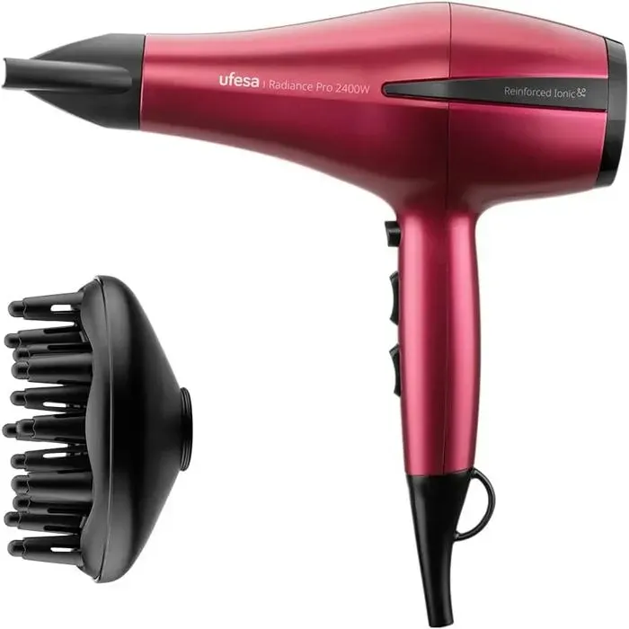 Sèche-cheveux - UFESA - Radiance Pro - 2400W - Moteur AC - Technologie Ionique - Rouge
