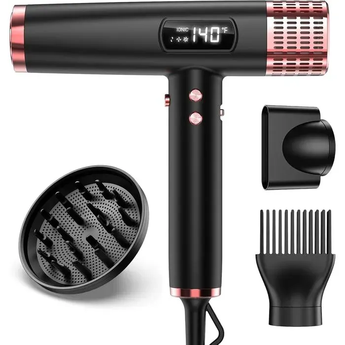 Sèche-cheveux voyage 1875W double tension 110/220V ionique diffuseur + concentrateur séchage rapide tous types de cheveux