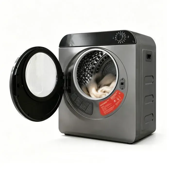 Sèche-linge 5 kg (Capacité réelle) - Chauffage Céramique Rapide - 4 Programmes de Séchage & Anti-surchauffe - Design ABS et Métal