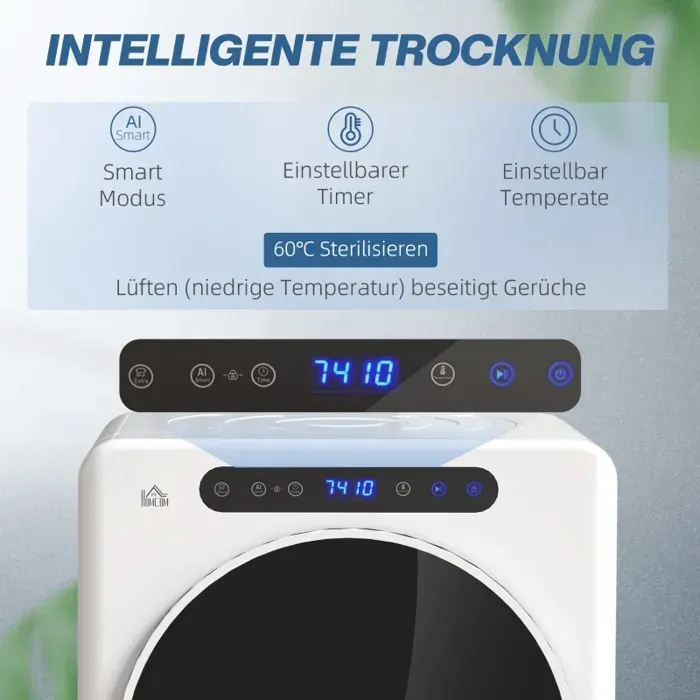 Sèche linge 6 programmes 40-60℃ Capacité 4 kg Compact Touch Blanc