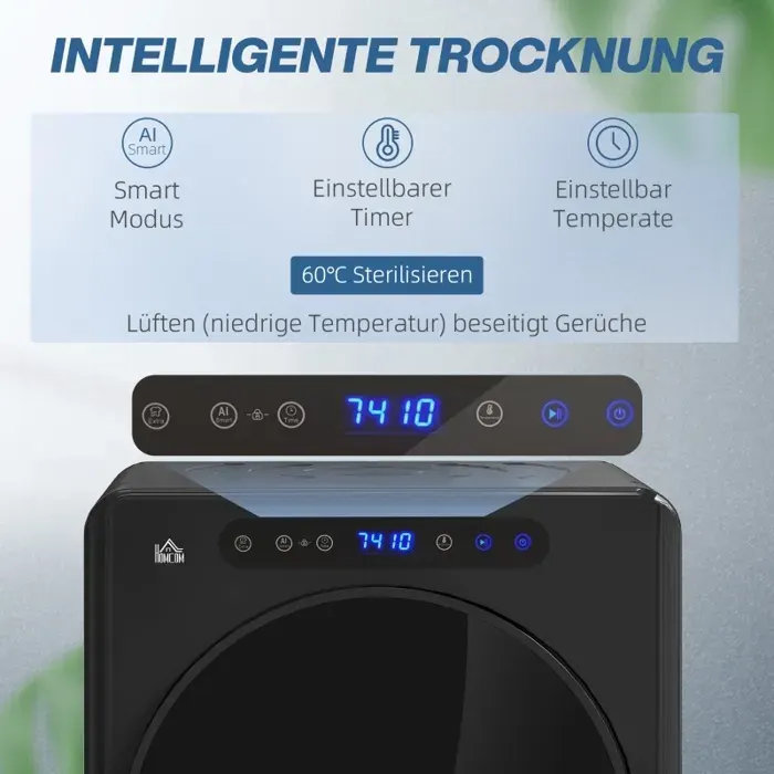 Sèche linge 6 programmes 40-60℃ Capacité 4 kg Compact Touch Noir