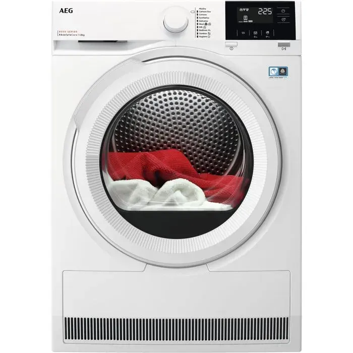 Sèche-linge à condensation blanc - AEG - 8 kg - Affichage LED - Commande électronique - Silent System — coloris Blanche