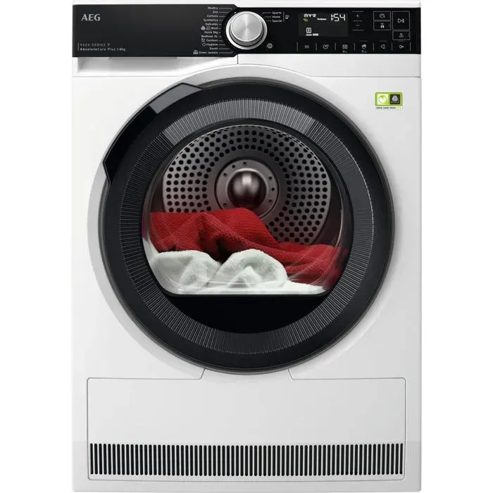 Sèche-linge à condensation blanc - AEG - 8 kg - Grand écran LED - Silent System Plus