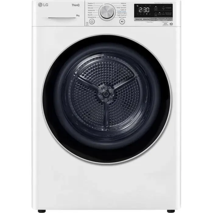 Sèche-linge à condensation blanc - LG - Capacité 8 kg - Affichage LED - Commande tactile - Capteur dhumidité — coloris Blanche