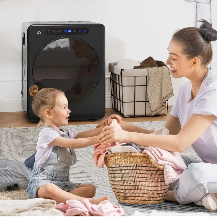 Seche-Linge A Evacuation 4 Kg Noir Mini Seche-Linge Touch FloraGrace Pour Appartement Pose Libre Ou Empilable 49x43x61cm
