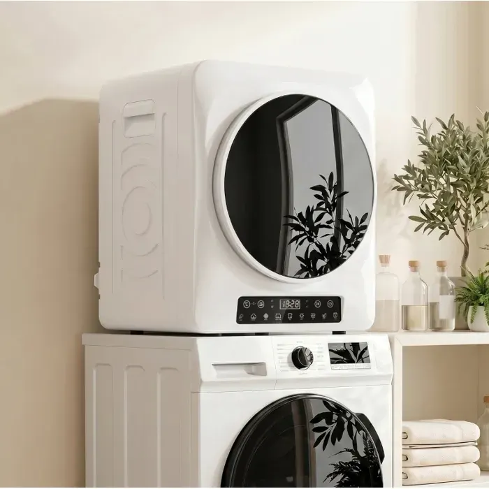 Sèche-Linge À Évacuation 5 Kg Blanc Sèche-Linge Compact FloraGrace Pour Buanderie Avec Capteur DHumidité 49x43x61cm