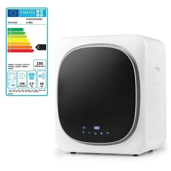 Sèche-linge à Evacuation 800W 4KG COSTWAY-5 Programmes-Séchage Intelligent-Tambour en Acier Inox-Filtration Multiple-Appartement