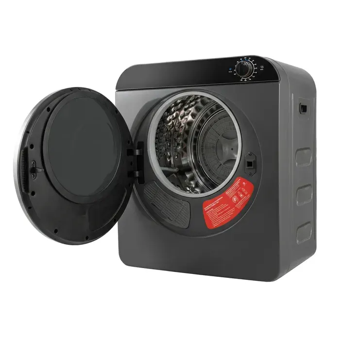 Sèche-Linge à Évacuation Compact 3 kg – Chauffage en céramique PTC - Tambour en acier inoxydable - 4 programmes - 830W - Noir
