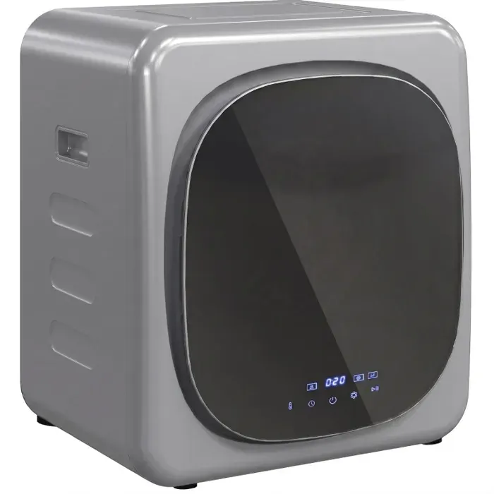 Sèche-linge à évacuation compact 4 kg 800 W avec LED tactile 6 modes auto-stop acier inoxydable gris ORVRYN
