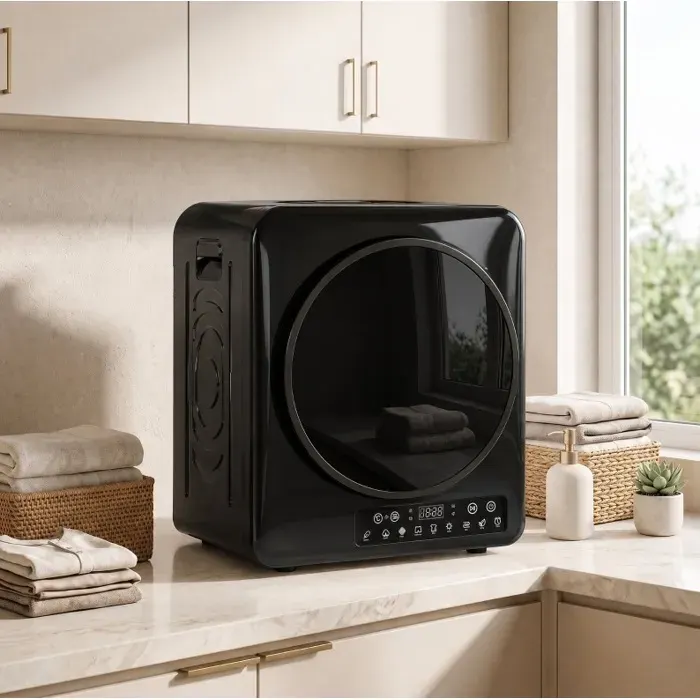 Sèche-linge à évacuation compact 5 kg 1000 W noir capteur d’humidité LED tactile — coloris Noire