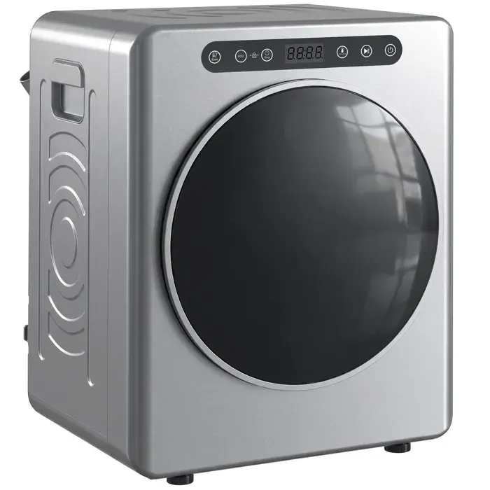 Sèche linge à évacuation - HOMCOM - 1000 W 3 Kg - 6 modes de séchage minuterie - acier inoxydable - 49 x 43 x 61 cm - argent