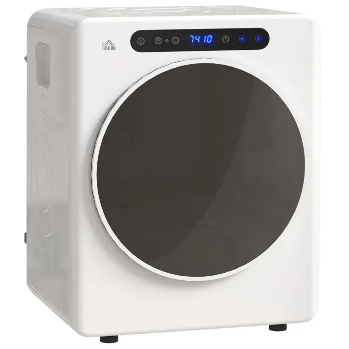 Sèche linge à évacuation - HOMCOM - 1000 W 3 Kg - modes Extra Dry et ECO minuterie - acier inoxydable - 49 x 43 x 61 cm - blanc