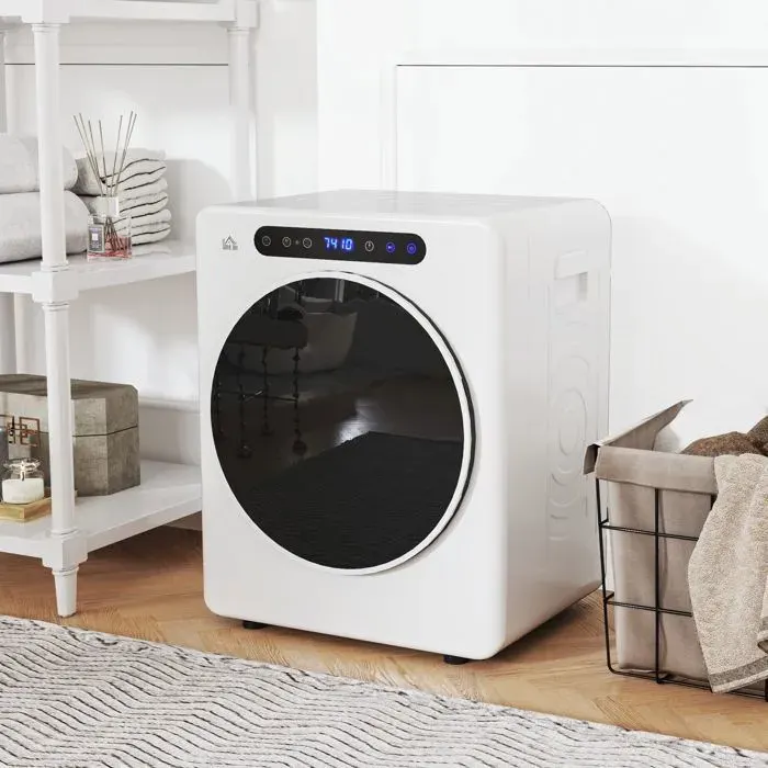 Sèche linge à évacuation sèche-linge électrique 1000 W 3 Kg 6 modes de séchage minuterie acier inoxydable blanc