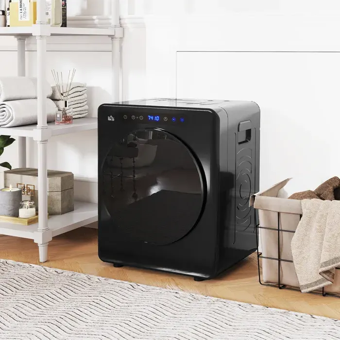 Sèche linge à évacuation sèche-linge électrique 1000 W 4 Kg 6 modes de séchage minuterie acier inoxydable noir