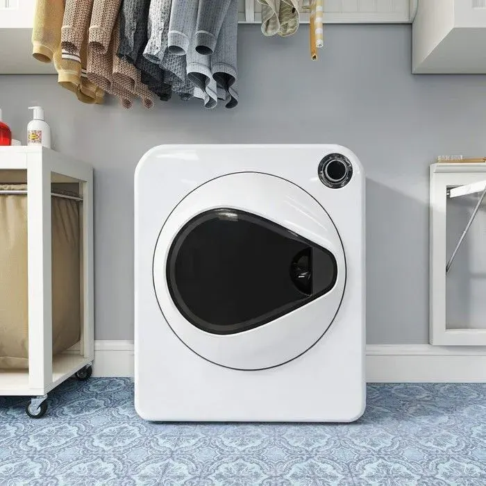 Sèche-linge compact 3 kg 830 W avec chauffage PTC tambour inox 4 programmes fonction refroidissement - mural/empilable blanc