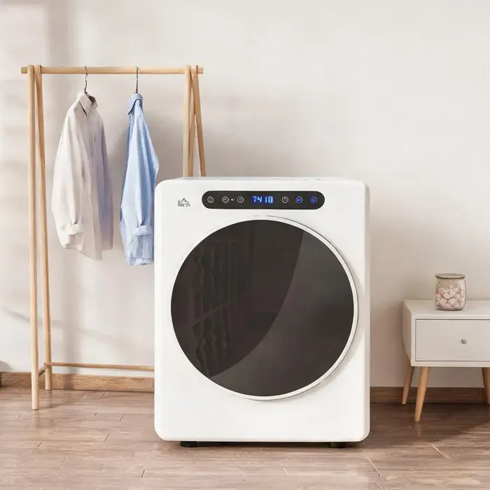 Sèche-linge compact 3 kg en acier inoxydable avec commande tactile et 6 programmes finition white