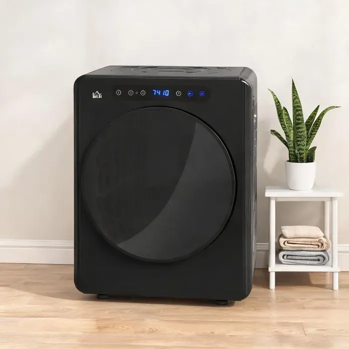 Sèche-linge compact 4 kg 6 programmes 40-60°C tambour inox jet black 49Lx43Wx61H cm