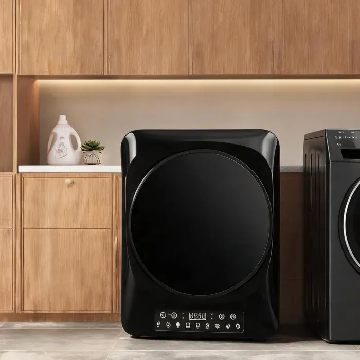 Sèche-linge compact 5 kg en acier inoxydable deep black avec modes ECO et Extra-sec minuterie et écran tactile LED