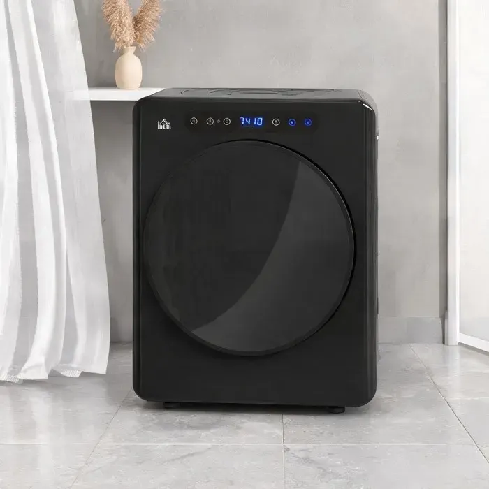 Sèche-linge compact 6 programmes acier inoxydable jet black 4 kg affichage tactile pour appartement