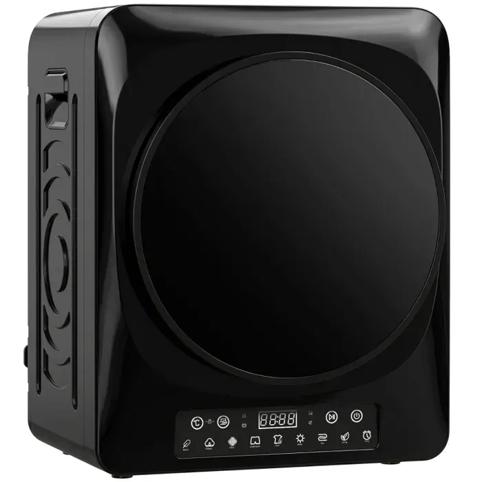 Sèche-linge compact à évacuation-1000 W-5 kg linge humide-Extra Sec-ECO-Minuterie-4 températures-Écran LED-Noir
