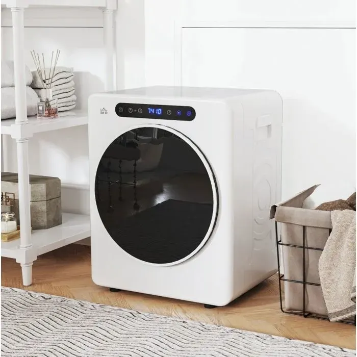 Sèche-linge compact à évacuation 3 kg 1000 W 6 programmes 40-60 °C commande tactile écran LED blanc