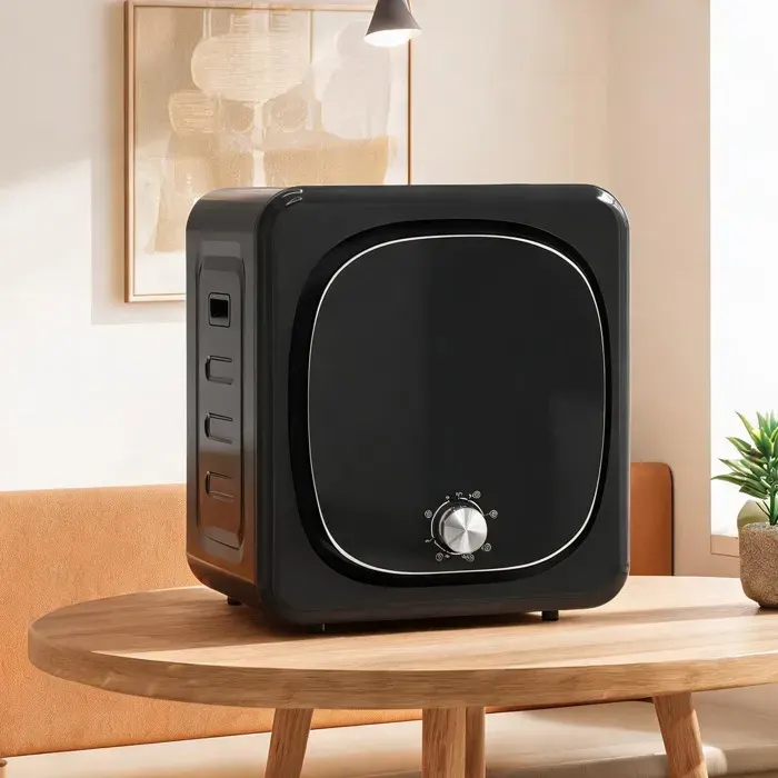 Sèche-linge compact à évacuation 5 modes 800 W cuve inox charge frontale tôle laminée à froid noir