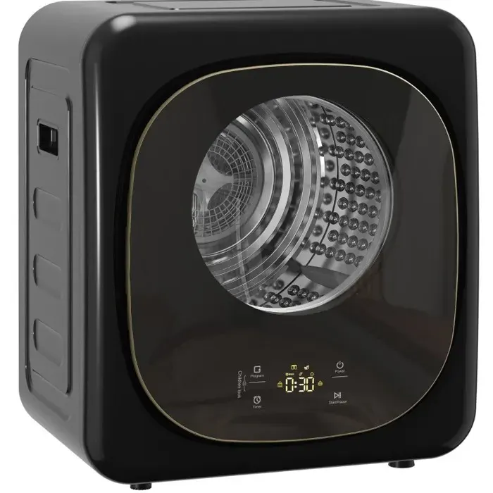 Sèche-linge condensation pompe à chaleur noir 4 kg compact écran tactile