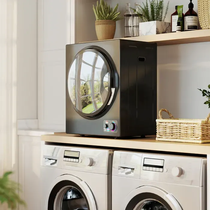 Sèche-linge électrique portable 850W capacité 33L 4 modes de fonctionnement acier inoxydable 49 x 405 x 60 cm noir