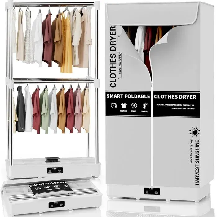 Sèche Linge Electrique Portable Séchoir À Linge Portable Et Pliable Avec Minuterie Armoire De Séchage À Linge Facile À Transport