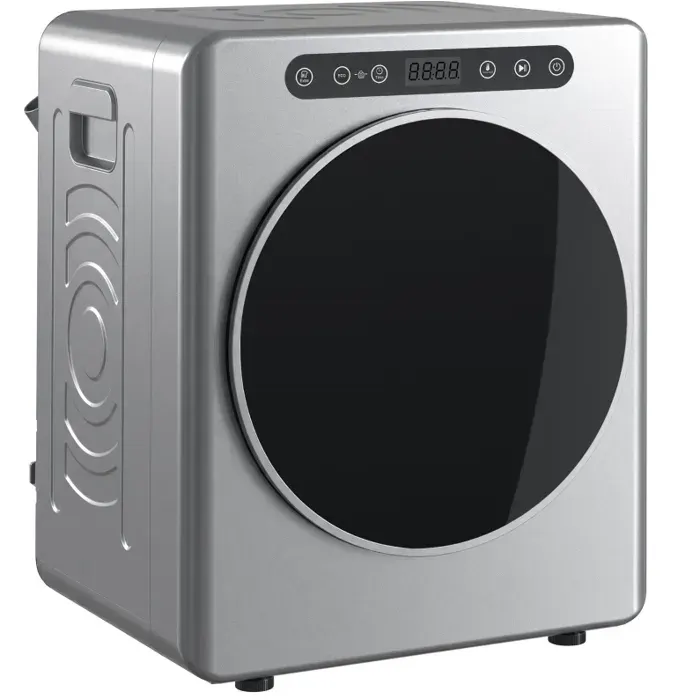 Sèche-linge évacuation 5 kg 1000 W compact pose libre chargement frontal tambour en acier inoxydable minuterie argent FOLYNA