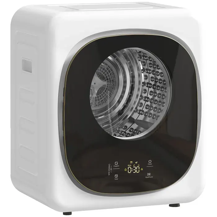 Sèche-linge - HOMCOM - 4 Kg 800 W - 5 modes de séchage - tambour réversible en acier inoxydable - 48 x 43 x 57 cm - blanc