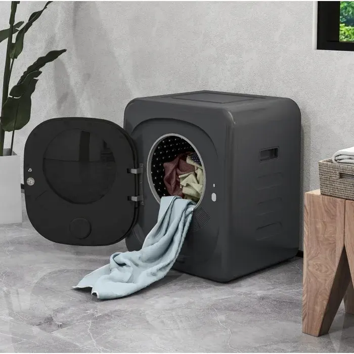 Sèche-linge mini 4 kg 6 programmes écran tactile LED évacuation 60°C 800W pose libre murale gris JOINERY