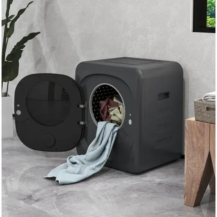 Sèche-linge mini 4 kg 6 programmes écran tactile LED évacuation 800 W - LPOSPI - pose libre murale gris 48 × 40 × 56 cm