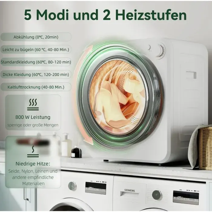 Sèche-linge mini à évacuation AESVAR 4 kg 5 programmes 2 niveaux de chauffe 800 W blanc