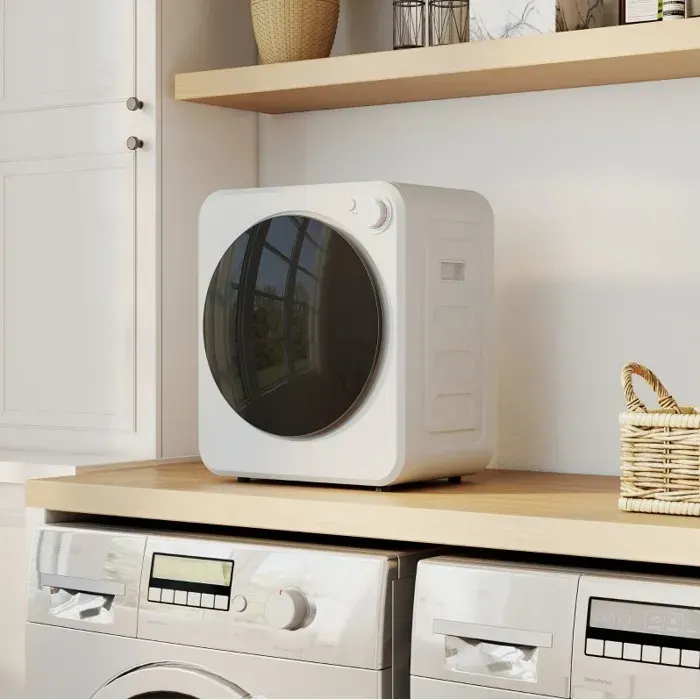 Sèche-linge mini blanc 48 x 44 x 57 cm 5 programmes 60°C 800W/400W évacuation tambour inox