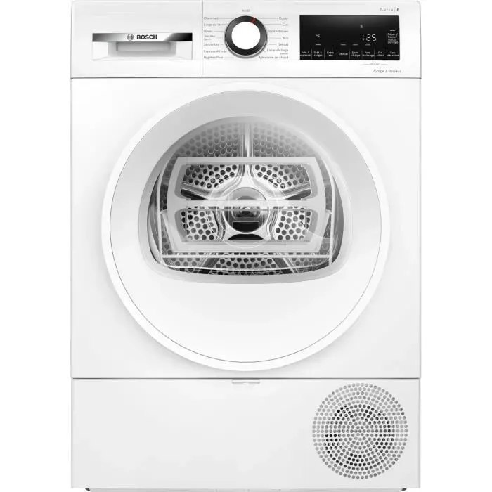 Sèche-linge pompe à chaleur BOSCH WQG133DTFR SER6 - 8 kg - Induction - L60cm - Classe C - Blanc