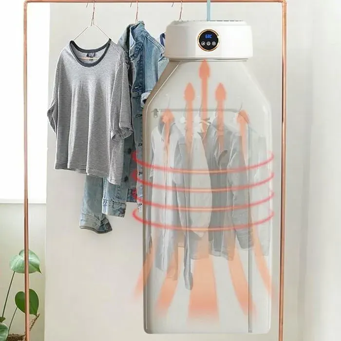 Sèche Linge pour Vêtements 600 W Chauffage PTC Portable Électrique avec Prise Européenne Blanc Crème Lavage Séchage
